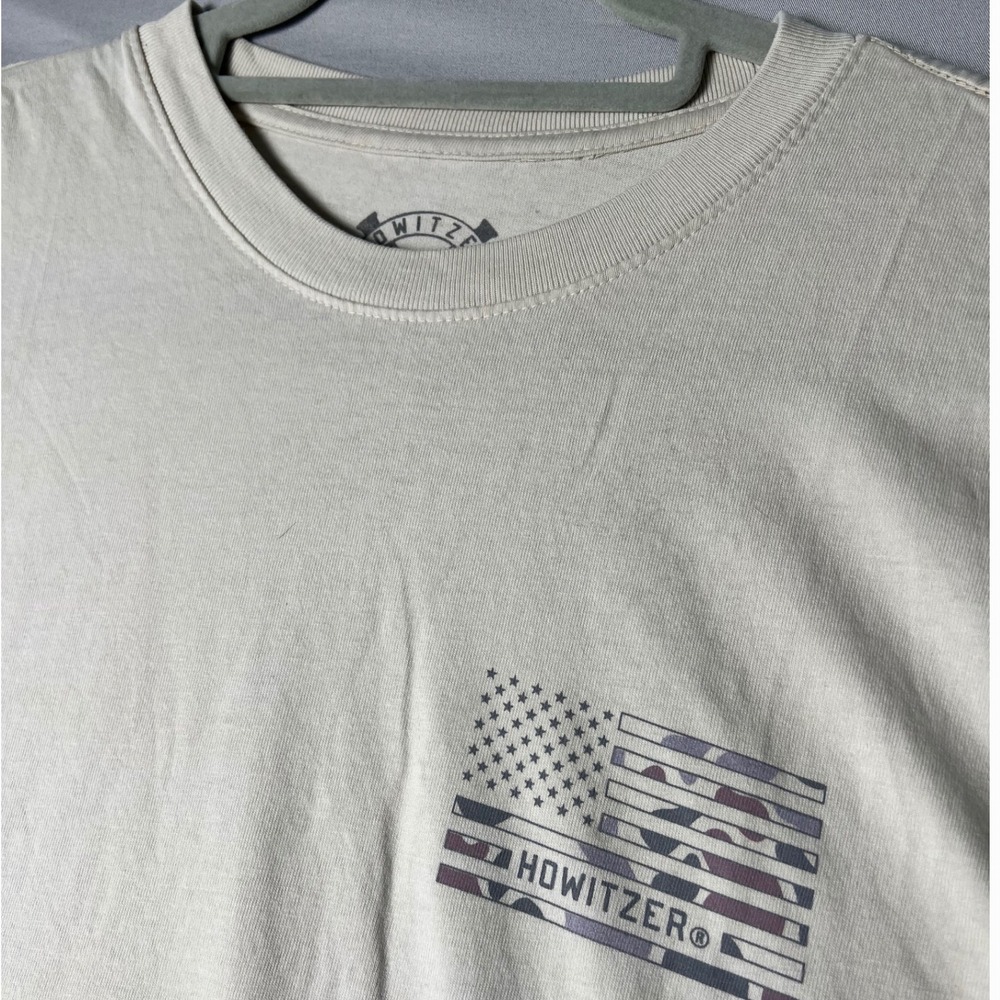 Howitzer Mens‎ Patriot Flag Graphic T-Shirt Cream Camo USA CV8944 Medium NWT